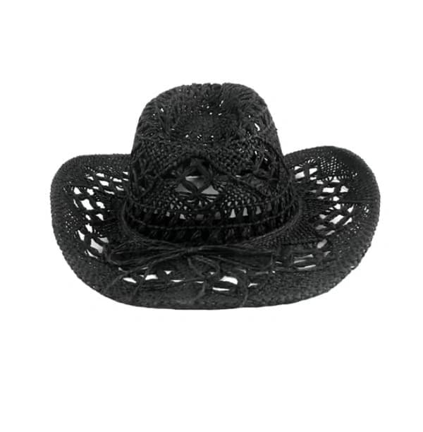 Cowboyhatt i halm, ihålig solhatt med bred brätte Black
