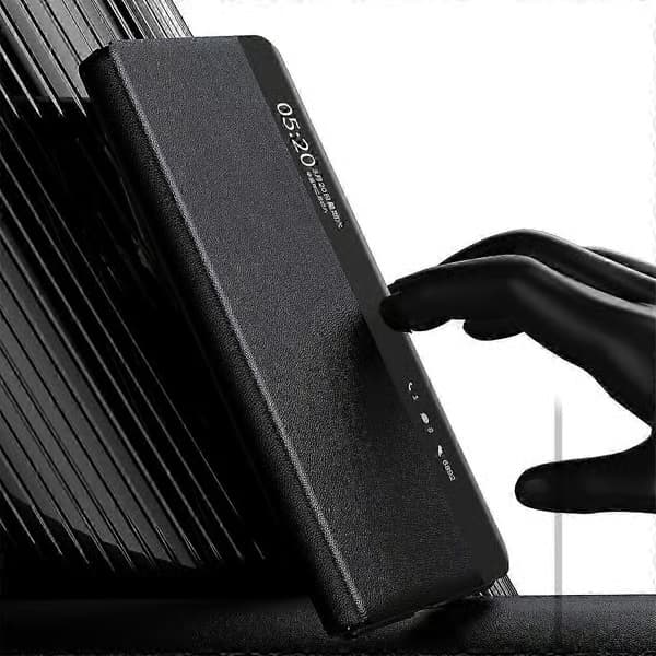 För Honor Magic V3 5G Fodral Displayfönster PU-läder Telefonskal med Stylus Black