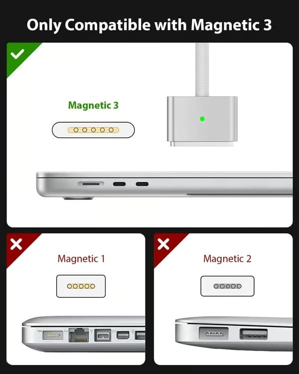 MagSafe 3 laddningskabel kompatibel med MacBook Air och MacBook Pro - 2 m Vit Stöder upp till 140W Vit