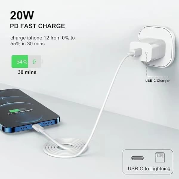 4-pack iPhone-laddare - Snabbladdare Adapter + USB-C 20W Vit (NT) 4-pack iPhone