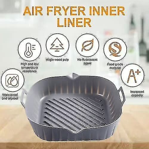 Airfryer Silikonform Bakform Ugnform Non-stick Återanvändbar. Foder. Mikrovågssäker Gray