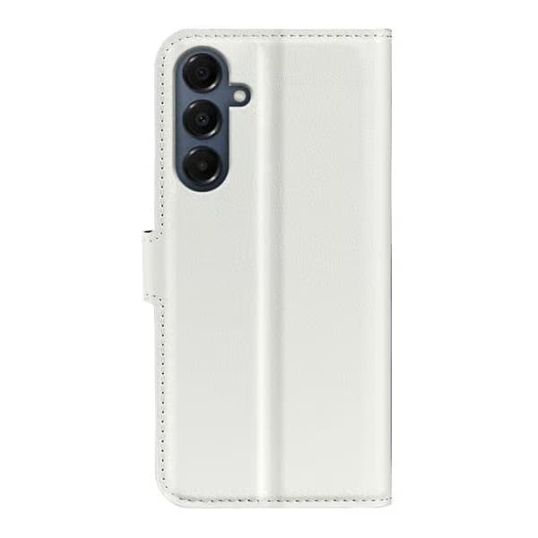 Samsung Galaxy A17 5G Litchi-tekstur deksel med horisontal flipp og stativ hvit Vit
