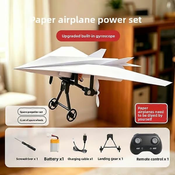 RC Pappersflygplan för barn DIY Fjärrkontroll Pappersflygplan Kit DIY Modellflygplan Startare Byggsats Enkel