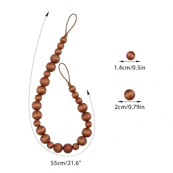 2-pack gardinstänger med träpärlor, gardinfästen, väggmonterade gardinstänger, gardinstångskrokar (Kaffe, 2 stilar)