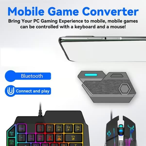 Gamepad mobil PUBG-kontroller gaming-tangentbord och muskonverterare Bluetooth för iOS Android speladapter