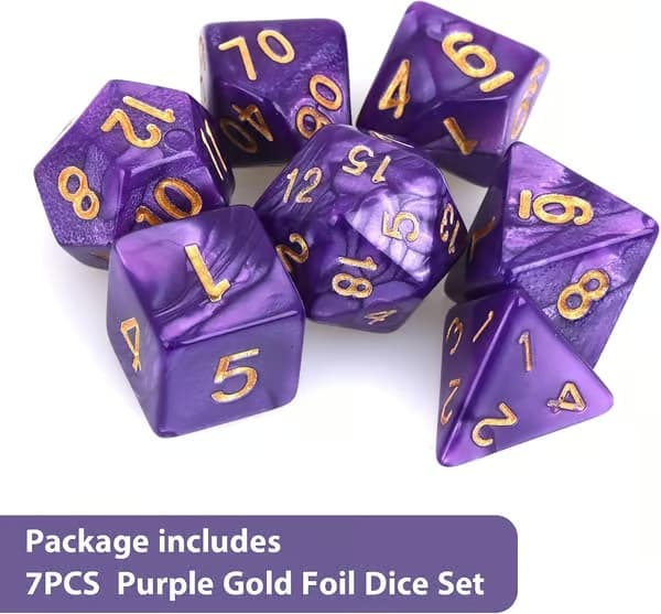 Tärningsset för DND, Purple Nebula Polyedriska Tärningar RPG Rollspel Bordsspel D&D D20 D12 D10 D8 D6 D4 (Lila)
