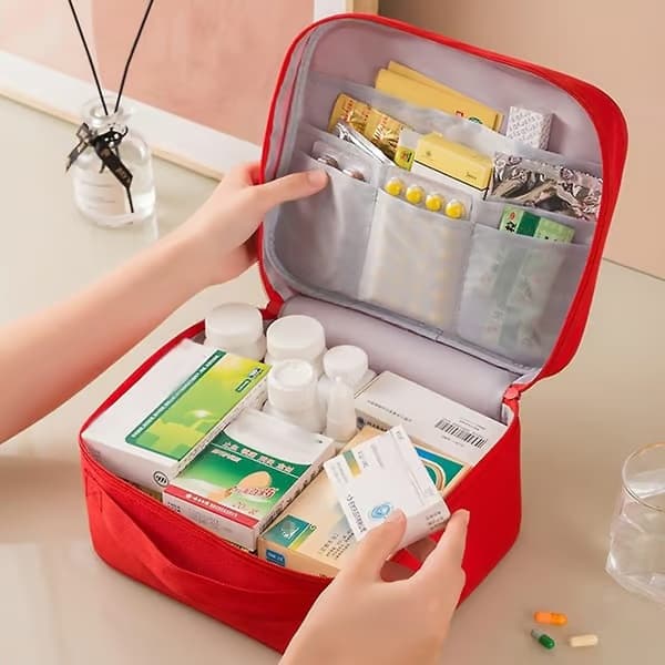 Medicinförvaringsväska Mini Tom Nödmedicinväska för Nödsituationer Red Extra Large