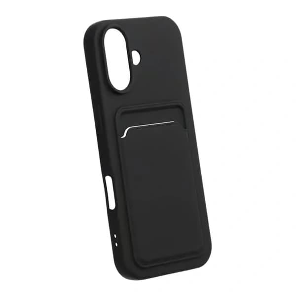 Silikonfodral med korthållare för iPhone 17 - Svart
