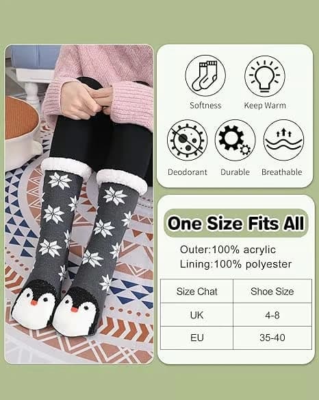 Toffelsockor för kvinnor, supermjuka och varma, fleecefoder, sött randigt djurmönster