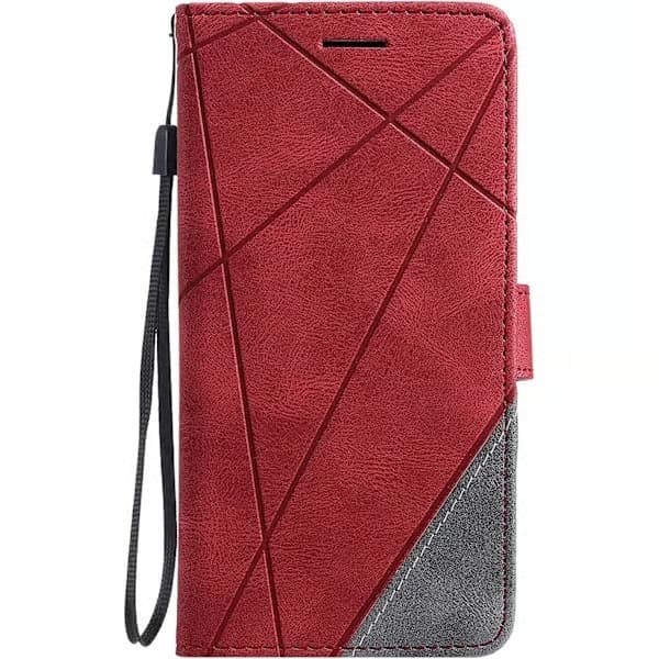Läderfodral för iPhone 11, Geometriskt plånboksfodral med magnet