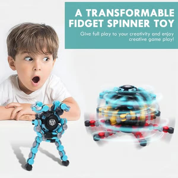 Transformerbar Sensorisk Fidget Spinner Leksak, Rolig DIY Snurra Handfinger Spinner Kreativ blue