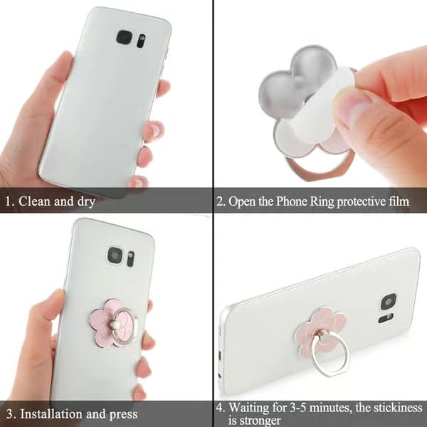 st Mobil Ringhållare Stativ Blomma Fingerring Grepp Stativ (Silver, Roseguld)