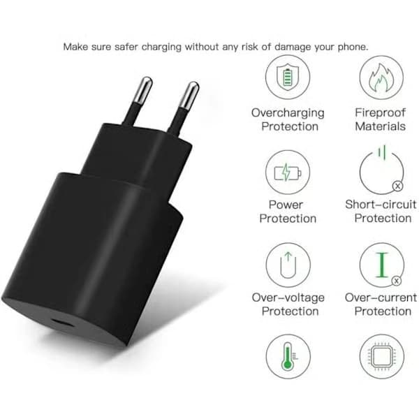 3-pack - iPhone-laddare - Snabbladdare - Adapter + 2m kabel 20W Lightning Vit iPhone 3-Pack Lightning