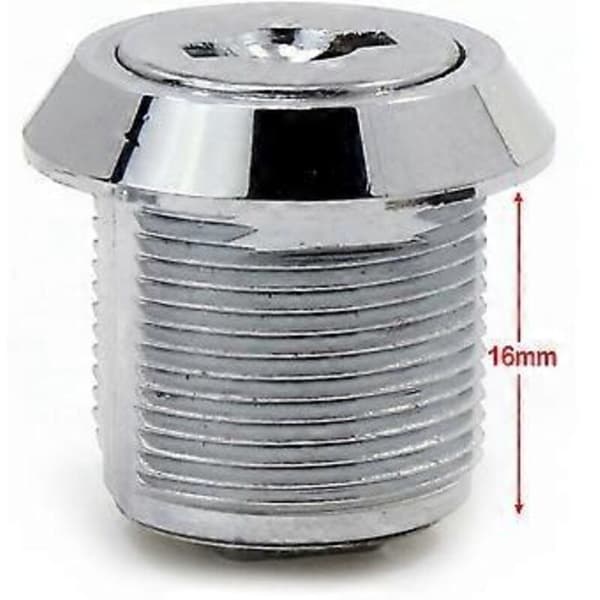 Sikkerhedslås til postkasse, skuffe eller skab, rustfrit stål, knasttype, med matchende nøgler, 16 mm