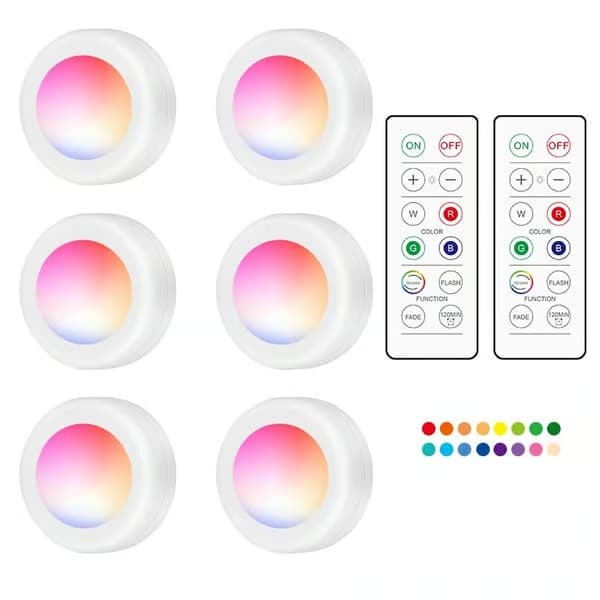 LED-spotlightsett - 6 stilige lys med 2 praktiske fjernkontroller