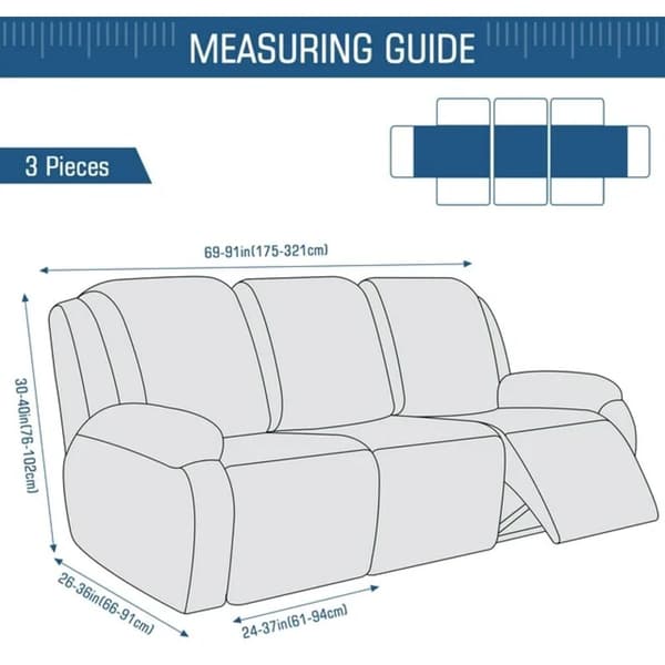 Vinrött överdrag för recliner-soffa, 3-sits överdrag för recliner-soffa, mörkt