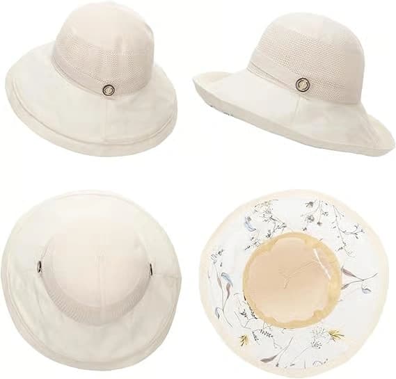 UV-skyddande solhatt för kvinnor, vikbar nätmössa med bred brätte, sommarstrandhatt