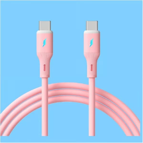 66W USB-C til USB-C hurtigladingskabel - Silikon, 100 cm - For hurtiglading og dataoverføring Pink