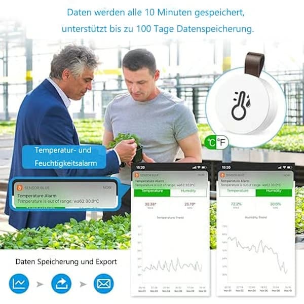 Bluetooth termometer och hygrometer med datalagring / Trådlös termometer och hygrometer med app och datavisning 2 pcs