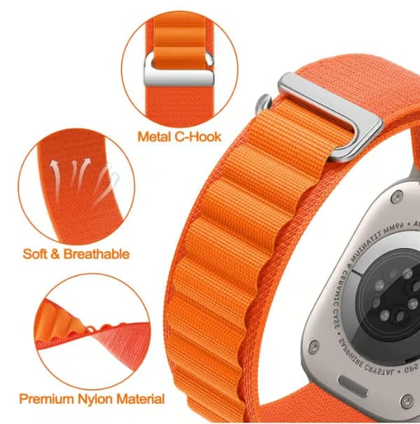 Nylon Loop-armband för Apple Watch Ultra 9/8/7/6/SE/5 42/44/45/49mm