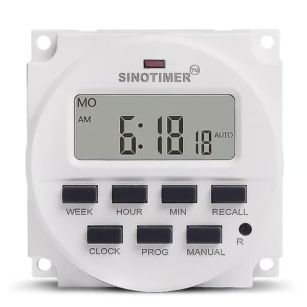 Sinotimer 15,98 tums LCD digital timer 12V DC 7 dagars programmerbar tidsbrytare Tm618n-4 maj.5