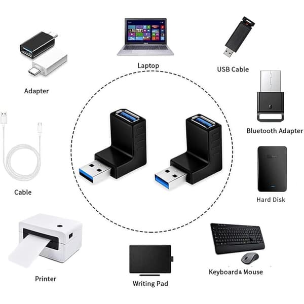 Rätvinklig USB 3.0-adapter, 90° rätvinklig adapter, USB-kontaktförlängning