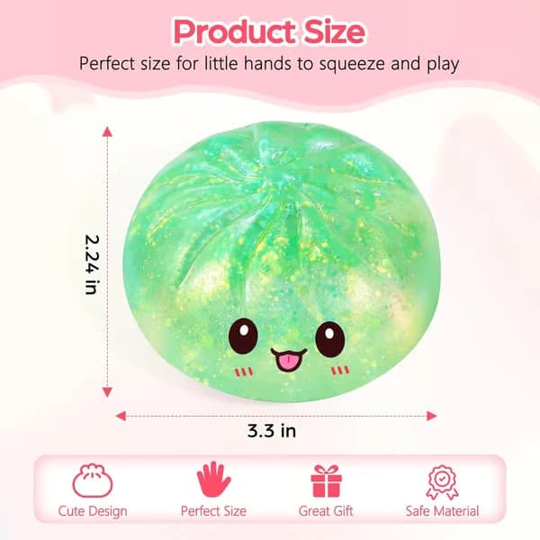 Sällsynt Sugar Dumpling Squishy, Glitter Bao Bun Klämleksak, Stresslindrande Sensorisk Leksak green