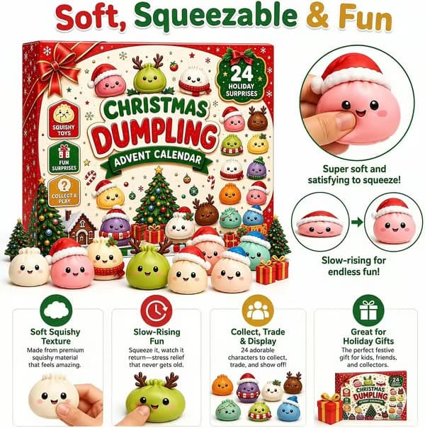 Dumpling Squishy Adventskalender Jul 2026 24 Dagar Nedräkning Långsamt Stigande Kläm Sensorisk Fidget Heminredning Julklappar Adventskalender