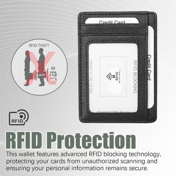 Korthållare med RFID-skydd i äkta läder Black