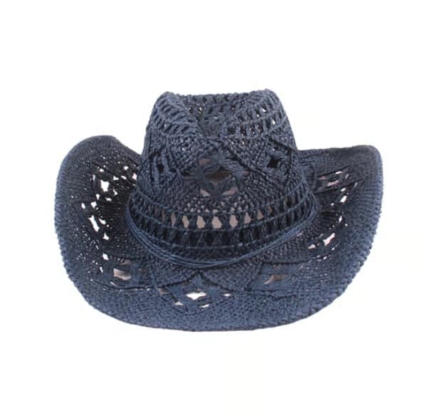 Stråcowboyhatt, ihålig solhatt med bred brätte, blå Navy