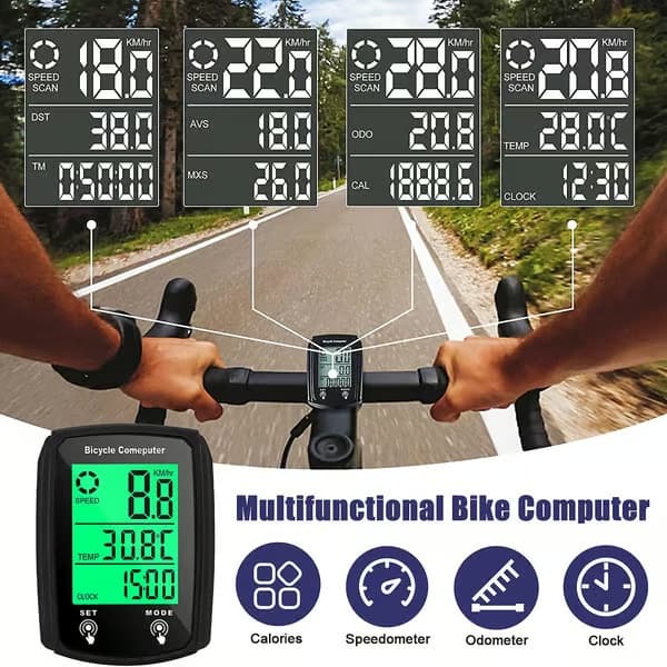 Vandtæt kablet LCD digital cykelcomputer cykel speedometer kilometertæller