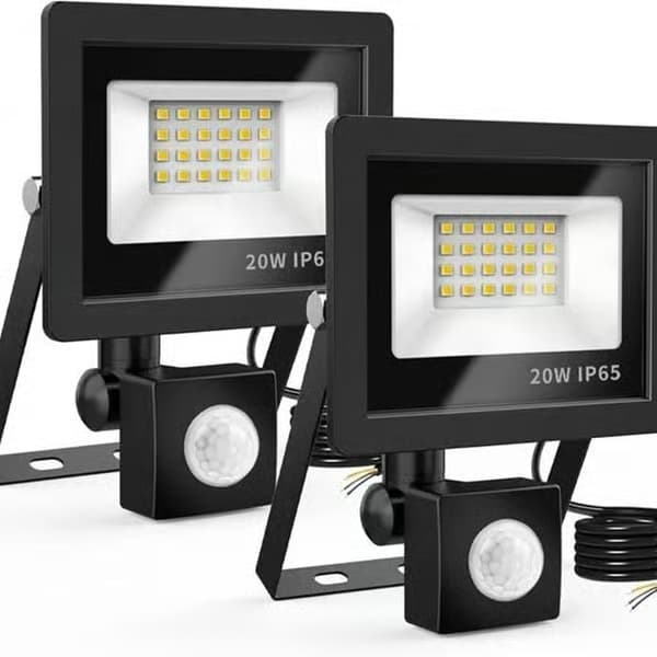 LED-strålkastare med rörelsesensor - Uppdaterad 2026 - 20W - IP65 - 2-pack