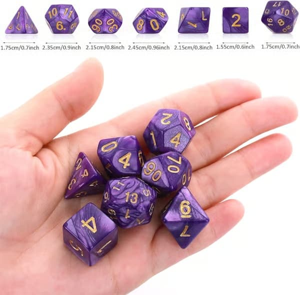 Terningesæt til DND, Lilla Nebula polyhedrale terninger RPG rollespil bordspil D&D D20 D12 D10 D8 D6 D4 (Lilla)
