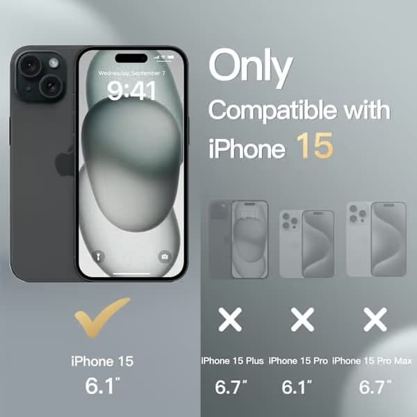 iPhone 15 Plånboksfodral Svart, Flip Läderfodral med Korthållare och Stativ