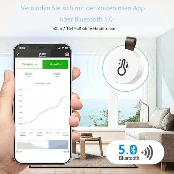 Bluetooth termometer och hygrometer med datalagring / Trådlös termometer och hygrometer med app och datavisning 2 pcs