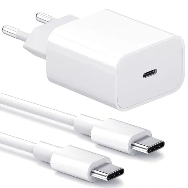 Laddare - Snabbladdare 20W USB-C - Adapter + Kabel 2m Vit 2-Pack USB-C