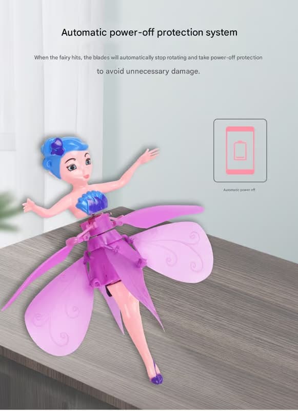 Flygande sagoflicka leksak magiska vingar intelligent sensor kontroll barnleksak flygande prinsessdocka blue