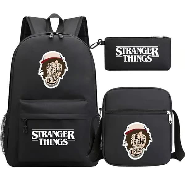 Stranger Things Ryggsäck 3-delat set Student Skolväska Canvasväska 21 3PCS/Set 21