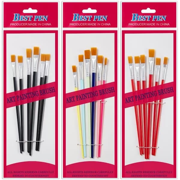 12 st penslar set konst rund platt hår nylon h Multicolor A