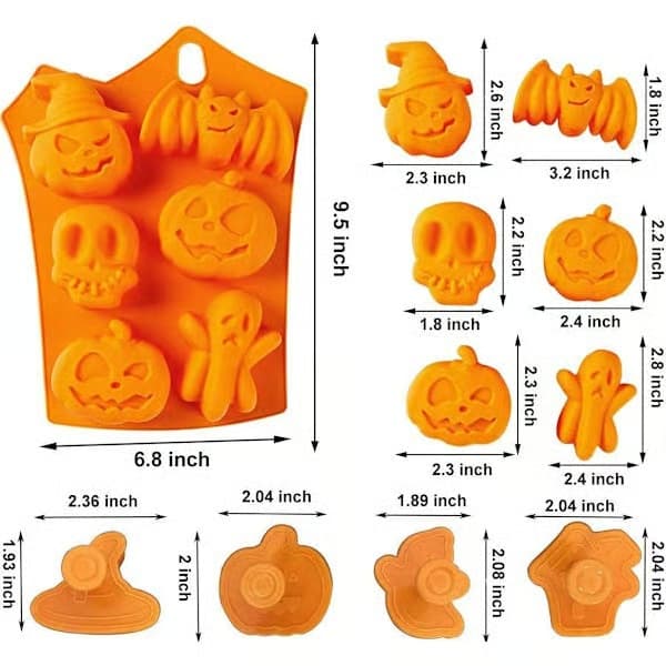 6-håls Halloween fladdermus spöke kakform isbitsform