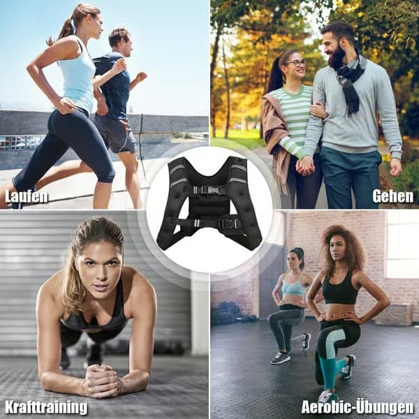 Viktväst 15 kg, justerbara remmar, reflexband