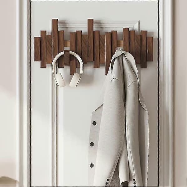Träklädhängare, pianodesign, väggmonterad, multifunktionell, vikbar, estetisk rumsdekoration Beech 8 Hooks