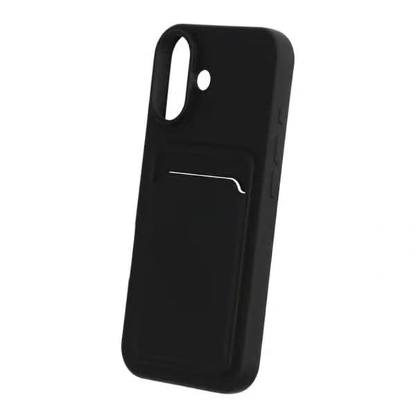 Silikonfodral med korthållare för iPhone 17 - Svart