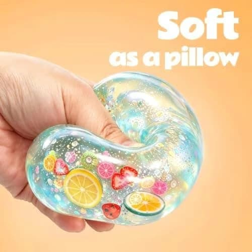 Flaska Squishy Leksak, Långsamt Stigande Stressbollar, Fyllda med Fruktskivor och Glitter, Nyhet Sensoriska Leksaker, Kontor Klassrum Green