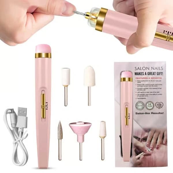 Elektrisk nagelfil - Elektrisk fil - 5-pack rosa