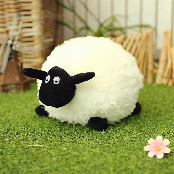 Fåret Shaun Plyschleksaksboll, Kudde, Vit, 30cm