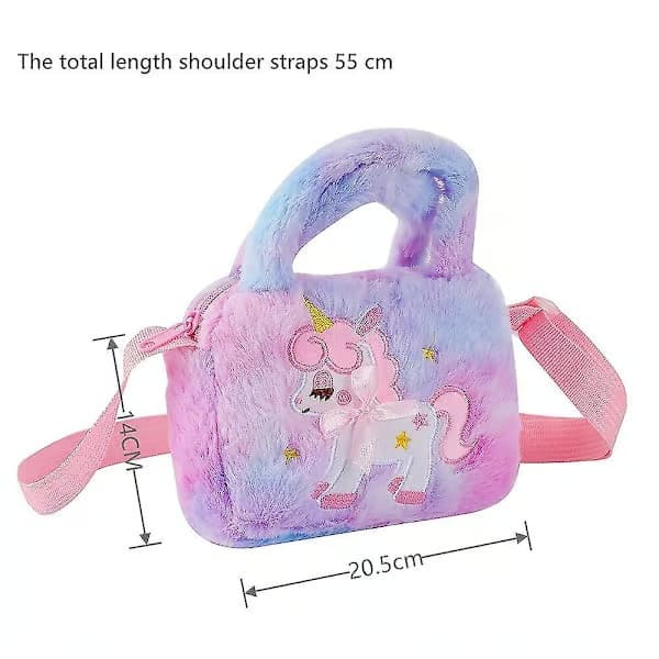 Enhörningsväska Flicka Plysch Crossbody Väskor Mini Handväska Barn Nycklar Myntväska Present (Gul)