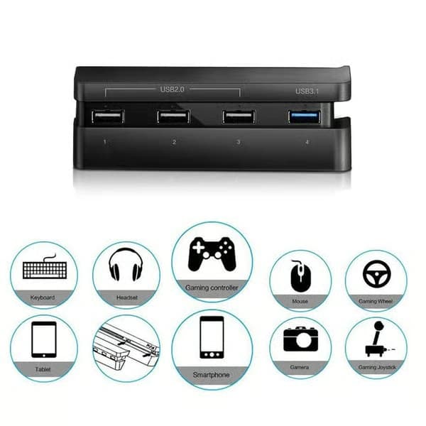 USB-hubb för PS4 Slim 4-portars USB-laddningsstationadapter (1USB 3.0, 3USB 2.0)
