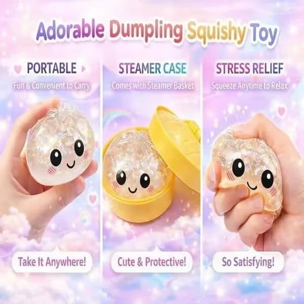 12-pack glitter-squishies med ångbox - Dumplingformad stressboll - Sensorisk klämleksak för barn och vuxna