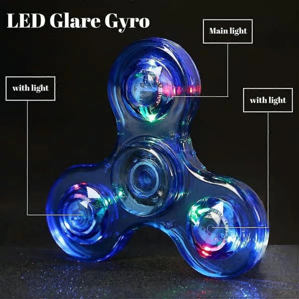 Fidget Spinners 5-pack, LED-upplysta transparenta Fidget-leksaker, ADHD- och ångestleksaker, stressreducerande spinner för barn (5-pack)